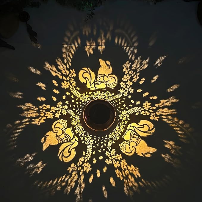 2 Pack Squirrel Solar Lanterns Outdoor Waterproof Hanging Solar Lights Squirrel Gifts for Women Men Metal Decorative LED Lanterns for Yard Patio Lawn Tabletop Pathway Landscape Garden Decor