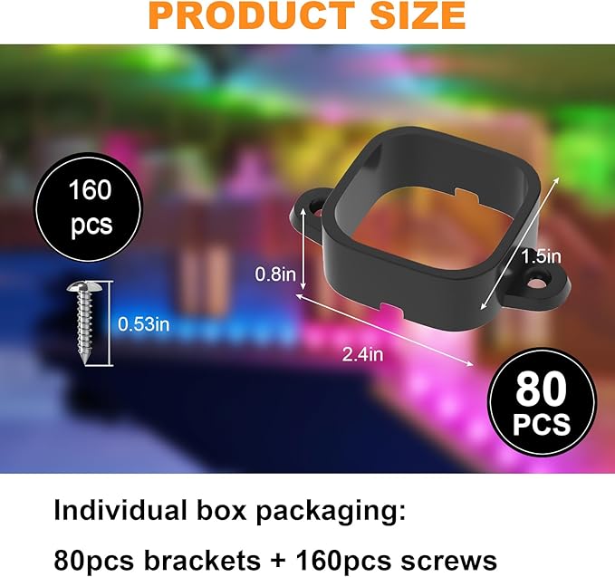 80 Pack Mounting Brackets for Govee H706/H706 Pro Permanent Outdoor Lights Light Clips Mounting Brackets Compatible with Govee H706A H706B H706C