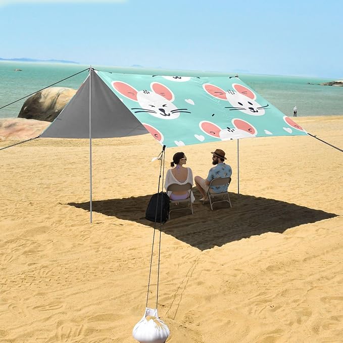 Mouse Faces Camping Sun Shelter Beach Tent Portable Beach Sun Shade Outdoor Canopy for Camping Trips Fishing Picnic