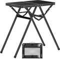 JiGiU Folding Camping Table Height Adjustable Aluminum Alloy Foldable Pinic Table 180lbs Capacity with Handle Stable Triangle Feet for Outdoor Indoor Hiking Camp BBQ Beach (Black Iron Mesh Tabletop)