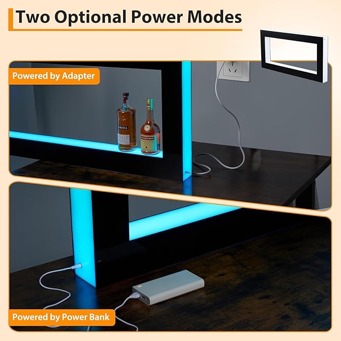 LED Lighted Bar Shelves Wall Mounted Wall Mounted Wine Rack Wine Bottle Holder 2-Tier 48 Inch Acrylic Whiskey Rack with Remote &amp App Control USB Powered for Home Bar &amp Commercial Use