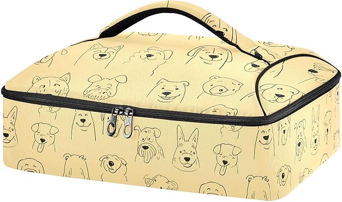 Casserole Carrier Lovely Dog Pattern PrintInsulated Casserole Carrier for Hot or Cold Food Thermal Lunch Tote for Potluck Parties Picnic Beach Fits 9 x 13 Inches Baking Dish