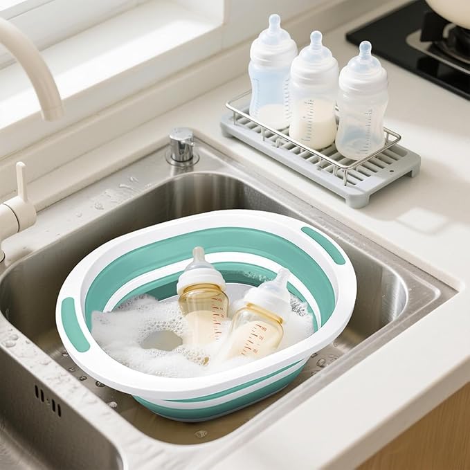 Collapsible Wash Basin for Baby Bottles Cutting Board for Kitchen 7.5L Bottle Wash Basin with Drain Plug