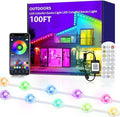 Permanent Outdoor Lights 100FT RGB+IC Smart Eaves Lighting with 50 LEDs 16 Million Colors IP68 Waterproof for Year-Round and Holiday Use