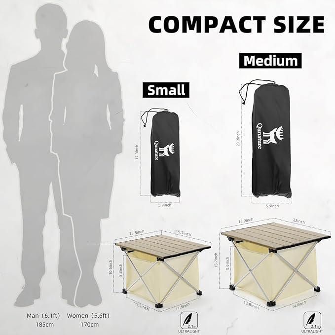 Portable Camping Table Folding Beach Table Ultralight Aluminum Camp Table with Storage Bag for Beach Hiking Backpacking Fishing Picnic