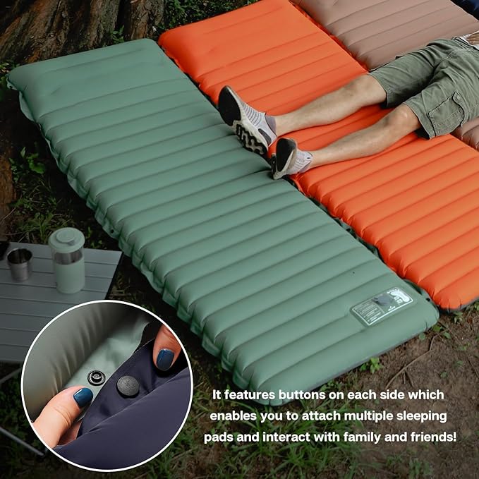 Inflatable Sleeping Pad for Camping Ultralight Camping Mat Air Mattress Built-in Pump Durable Waterproof Compact Sleeping Mat for Outdoor Backpacking Hiking Green