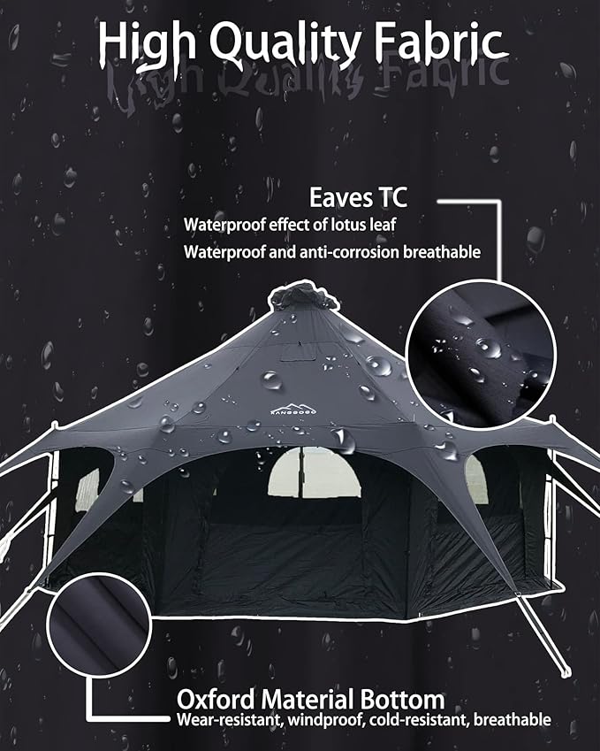 Cotton Canvas Tent Bell - Yurts Breathable and WindproofGlamping for 6/8/10Person Family Camping