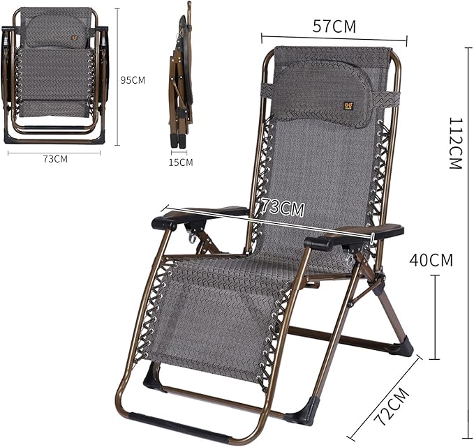 Sunloungers Extra Wide Sun Loungers Chair Premium Folding and Reclining Sunlounger Camping Lounge Chair Portable Chair with Foot Rest Support 200kg