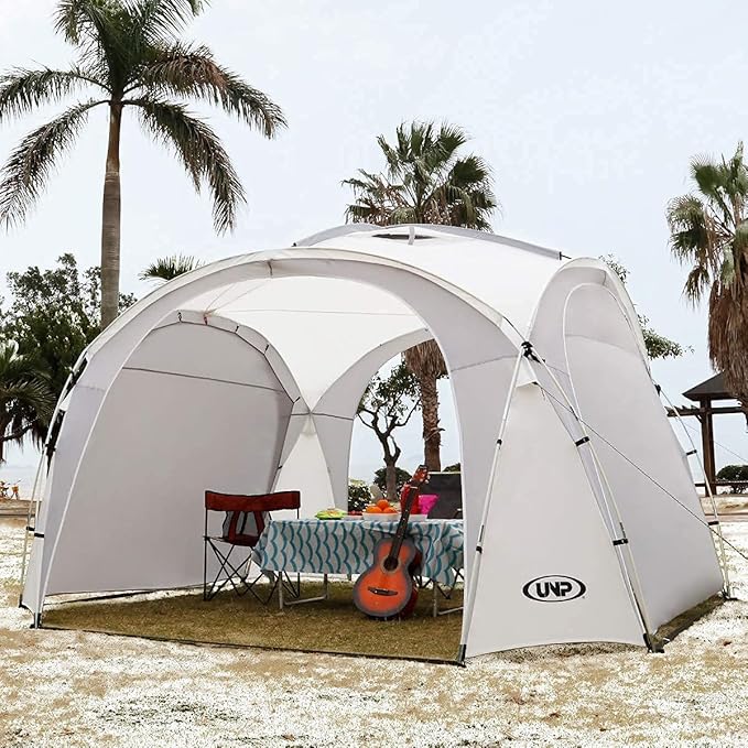 UNP Easy Beach Tent Pop Up Canopy UPF50+ Tent with Side Wall Ground Pegs and Stability Poles Sun Shelter Rainproof Waterproof for Camping Trips Backyard Fun Party Or Picnics
