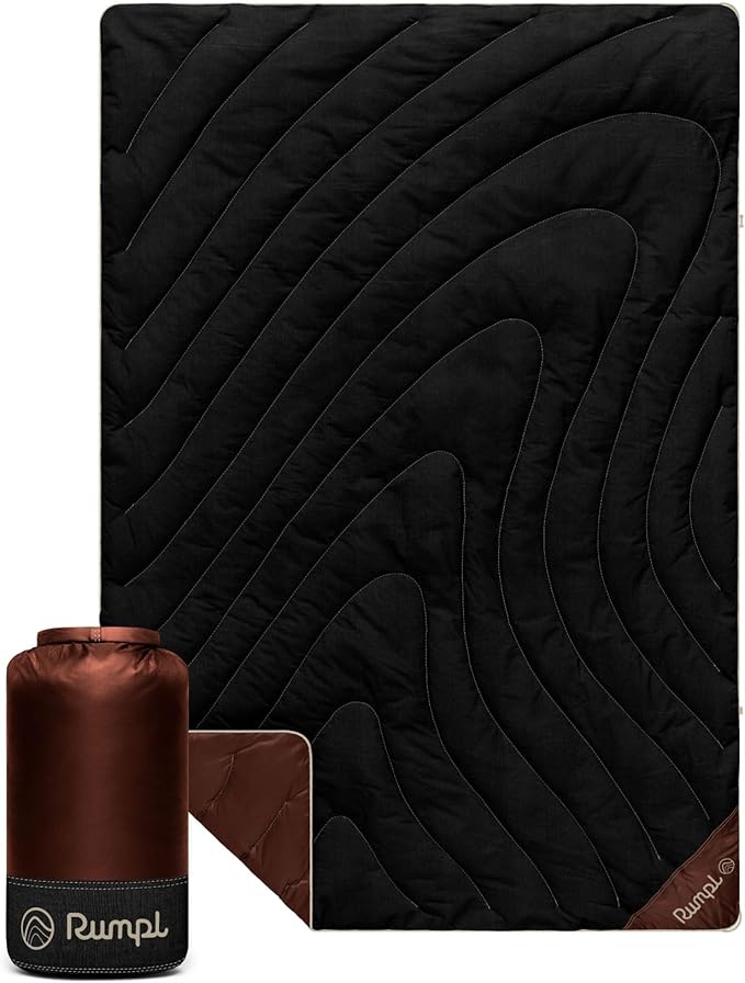 Rumpl Campfire Puffy Spark-Resistant Outdoor Blanket Throw Black Mocha