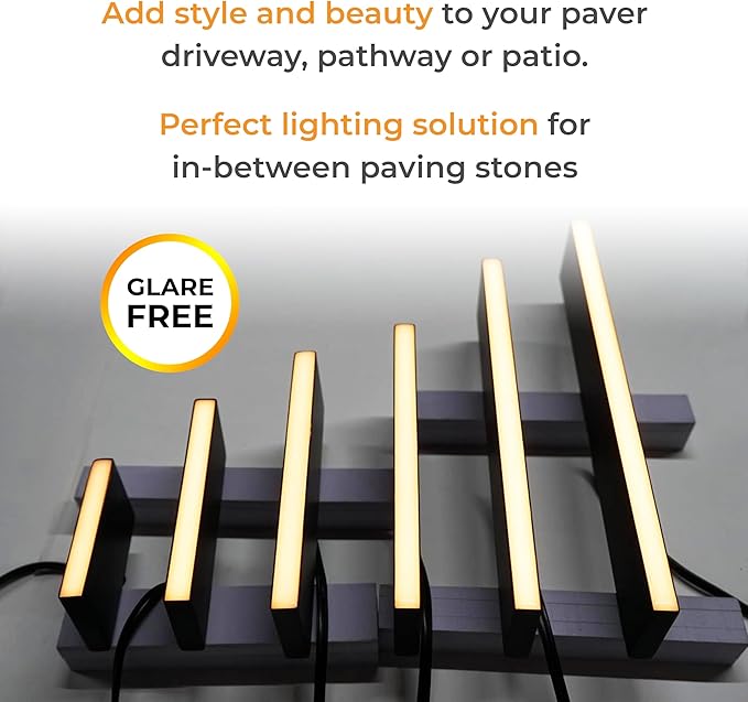 LUMENGY Paver Light Slim 0.5x16 Inch (0.55x15.75) 2700K Warm White Glare-Free Linear Lighting for Driveways Walkways and Paver Borders 12V Hardwired IP67 Waterproof Drive-Over Rated