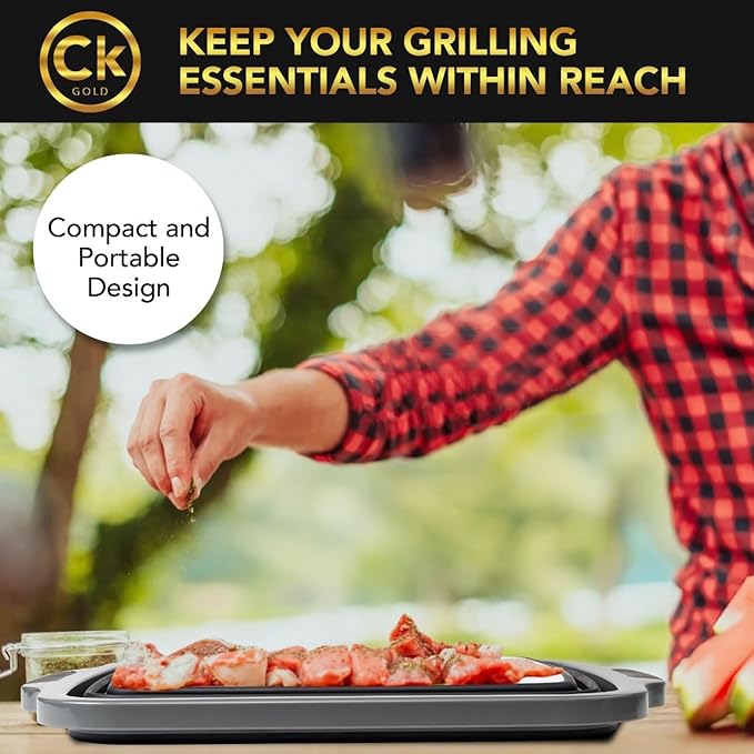New XL Collapsible BBQ Prep Tub with LOCKING Lid Cutting Board &amp Drain Hole | BPA-Free Food-Grade Space-Saving Prep Tubs for Marinating Grilling Camping &amp Outdoor Cooking (Black 16L)