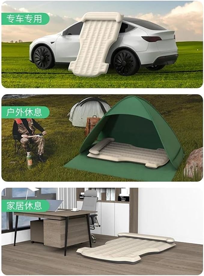 Car Inflatable Mattress SUV Inflatable Mattress Automatic Inflatable Camping Bed Portable Travel Bed Thick Flocked PVC Mattress (Pig)