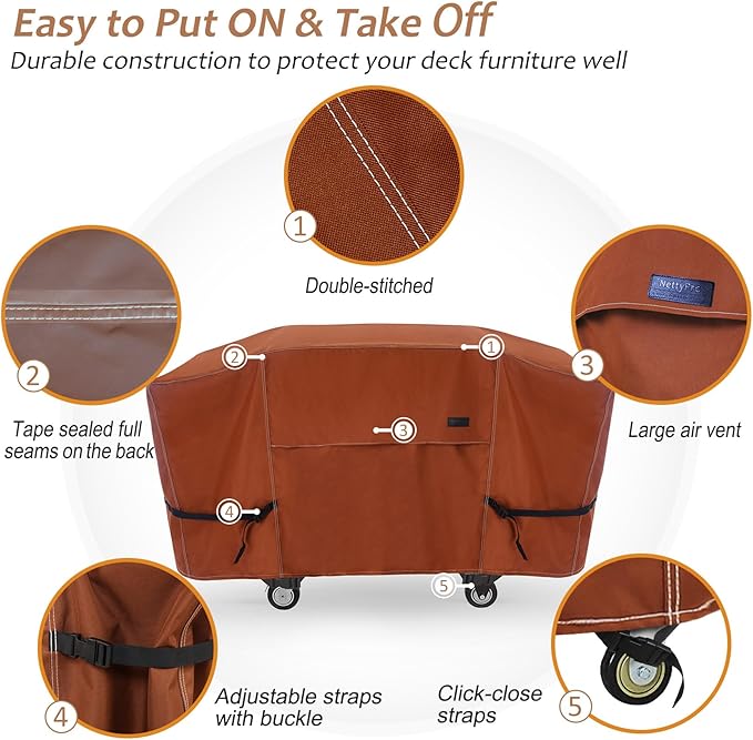 NettyPro Griddle Cover for Blackstone 28 inch Griddle Waterproof Heavy Duty 2 Burner Flat Top Gas Grill Cover 28 Cooking Station Camping Brown