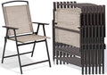 Crestlive Products Patio Folding Chairs Set of 8 Outdoor Folding Chairs with Durable Rust-Resistant Frame and Breathable Textilene Material for Outside Beige