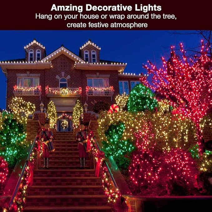 BrizLabs Red Christmas String Lights 69.6ft 300 Count Incandescent Christmas Lights 120V UL Certified Connectable Mini Light String for Indoor Outdoor Xmas Tree Garden Patio Decor