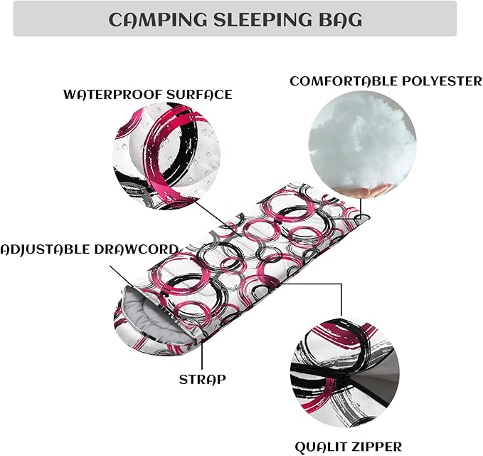 Sleeping Bags for Adults and Kids3D Printing Camping Sleeping Bag for Girls Boys Lightweight Waterproof Cold/Warm 3-SeasonOutdoor Travel with Compression Bags