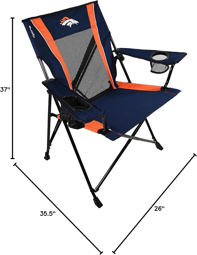 Kijaro Sports Fan Folding Chair 26 L x 35.5 W x 37 H Denver Broncos