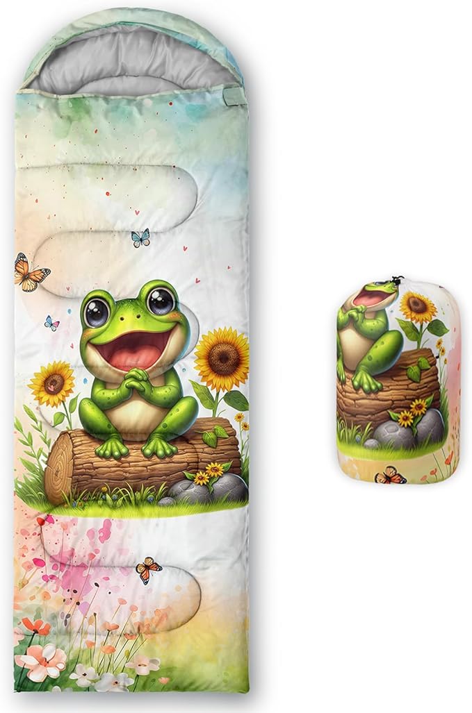 Ocean Themed Sea Turtle Sleeping Bag for Kids Boys GirlsLightweight Warm Cold Weather BackpackingWaterproof Compact Sleeping Bag with Compression Sack for Hiking Camping Outdoor.