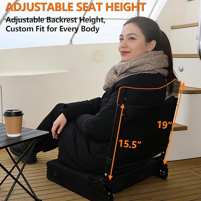 Heated Portable Stadium Chair with Back Support and Cushion Wide Padded Bleacher Seat - Foldable Comfort for Sporting Events Concerts and Outdoor Games