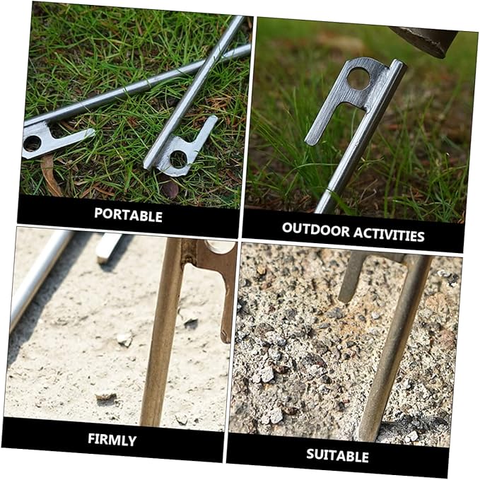 4Pcs Stainless Steel Tent Stakes Durable Tarp Pegs for Securing Tents Canopies and Outdoor Structures Resistant Camping Accessories