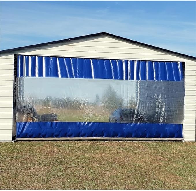 Rygcrud Garage Divider Curtains for Work Areas Industrial Divider Curtains Vinyl Panels Clear Tarp with Straight Track Outdoor Patio Waterproof Partition(13x7.2FT)