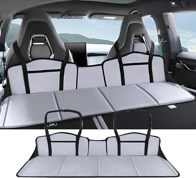 Car Rear Seat Mattress Extension Plate Foldable Car Mattress Portable Mattress for Sleeping Increase Travel Space Mattress Accessories for SUV Trunk Model Y/3 (Grey)