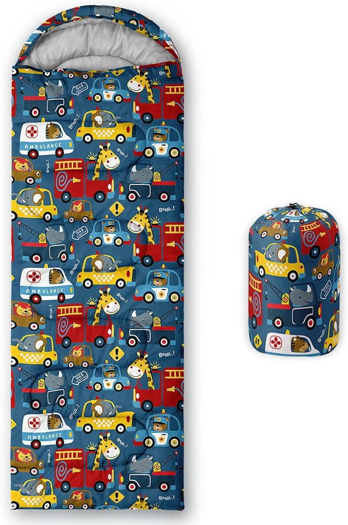Kids Sleeping Bag for Boys GirlsBlue Ripples Print-Lightweight Warm Portable Outdoor Indoor-Waterproof Cold Weather Resistant Sleeping Bag for Camping Hiking