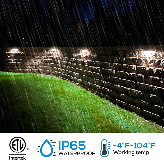 LEONLITE 5CCT 12 Inch Hardscape Lighting Low Voltage LED Swivel 2200K/2700K/3000K/4000K/5000K Selectable Retaining Wall Light 12V 7W LED Hardscape Light Paver Step Lights ETL Listed Pack of 4