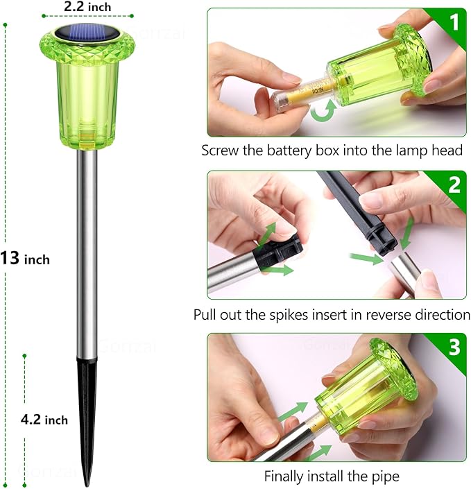 Solar Lights Outdoor 10 Pack Solar Pathway Lights Green Halloween Decorations Waterproof Yard Lighting for Outside Driveway Garden Walkway Path Landscape Lawn