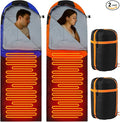 2 Pack Heated Sleeping Bag for Adults USB Electric Cold Weather Sleeping Bag with 4 Zone Carbon Fiber 3 Adjustable Heating Levels Waterproof for All Season Camping &amp Hiking
