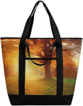 Insulated Shopping BagLarge Reusable Cooler Bags Autumn Sunset Printed Foldable Shopping BagTravel Waterproof Shoulder Bag