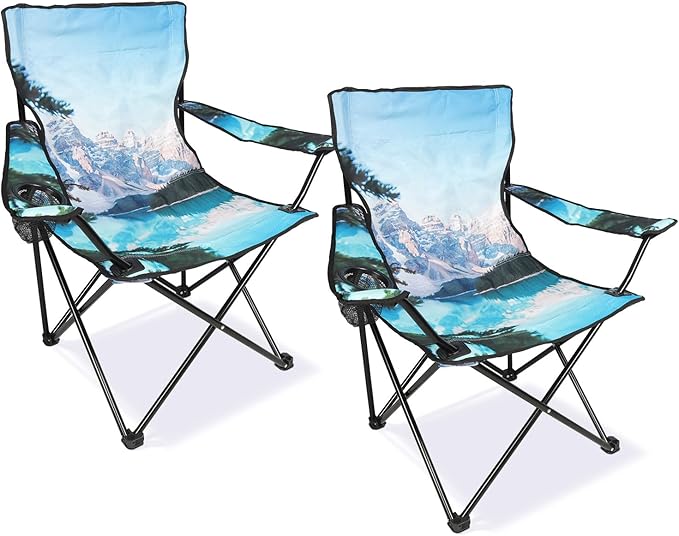 Northroad 2 Pack Camping Chairs Portable Camp Chairs Folding Lawn Chairs with Cup Holder for Outdoor Camping Hiking Travel Patio Beach Picnics