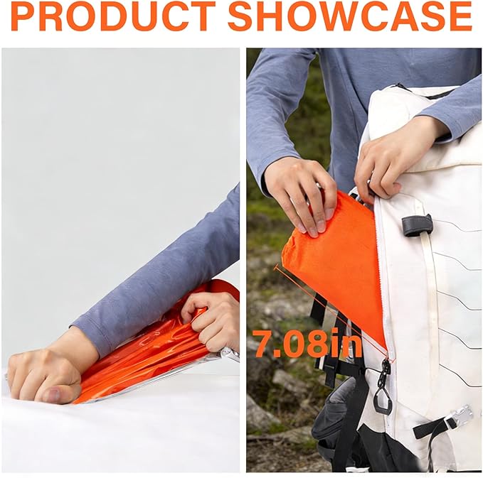 Sleeping Bag Terrashell Blanket Emergency Sleeping Bag Waterproof Compact Lightweight Extra Thick Heat Blanket Survival for Survival Kit Car Camping Gear Hiking Go (65μm) (2PCS)