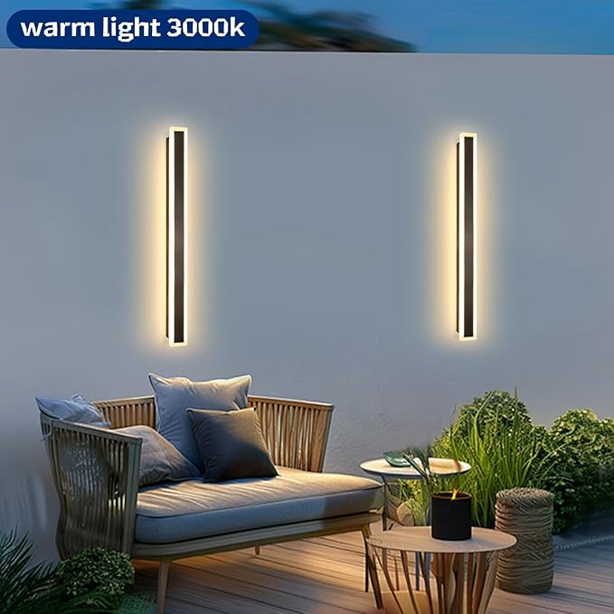 Porch Lights Outdoor 31.5 inch Outdoor Sconces Wall Lighting 3000K LED Modern IP65 Waterproof Linear Exterior Wall Light for Garage Porch Patio