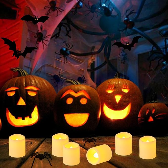72 Pack 1.5 x 1.8 Tea Lights Candles Battery Operated Flameless Flickering LED Tealights Votive Electric Outdoor Flicker Small Fake Candles Bulk for Wedding Halloween Christmas Decorations