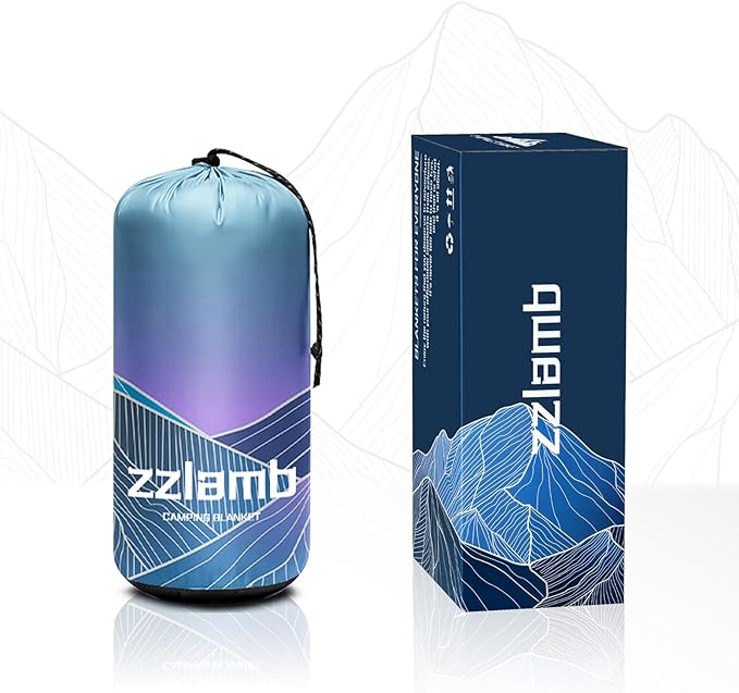 zzlamb Camping Blanket for Cold WeatherOutdoor Puffy Blanket Portable Down AlternativeWindproof Warm Cloak with SnapsCozy Quilt Backpacking Picnic RV Travel Plane Car Hammock Beach Climbing