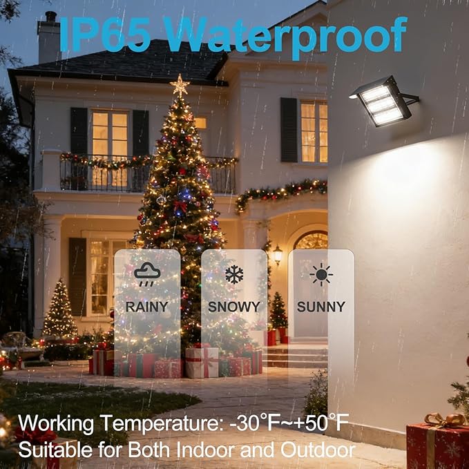 Upgrade 400W Outdoor Flood Lights with Brim AC100-277V LED Stadium Lights 60000Lm Eqv. 1600W HPS IP65 Waterproof Area Lighting with Adjustable U Bracket-2Pack