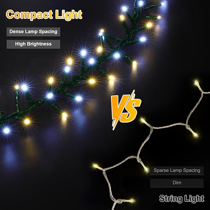 LAMPHOME 500 LED String Lights - Outdoor/Indoor Plug-in Twinkle Fairy Lights 46ft 500LED Warm White &amp White