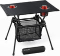 GARLLEN Folding Camping Table Ultralight Compact Beach Table with Fabric Tabletop Portable Folding Picnic Table with Cup Holder &amp Storage Net for Sand Camping Outdoor 23.2“L x 15.7”W