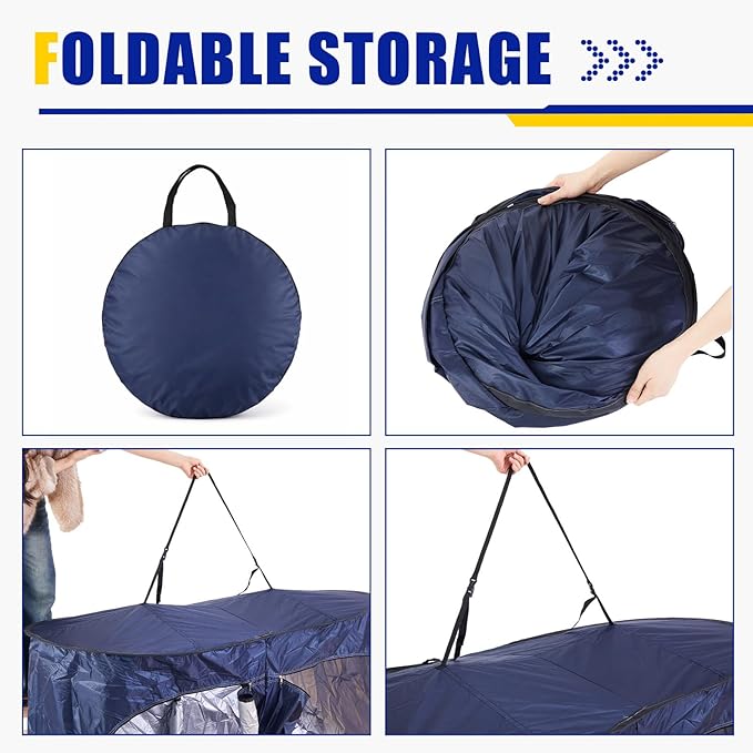 Instant Changing Tent for SUV Trunk 2 Large Rooms Portable Stable Pop up Shower Privacy Shelter Outdoor Toilet Tent Dressing Room with Floor for Camping Beach Hiking Include Carry Bag Blue