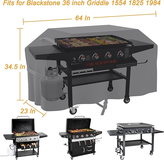 36 Inch Griddle Cover Fits for Blackstone 36 inch Flat Top Gas Griddle 1554 1825 1984 Waterproof 36 Griddle Cover Fit Royal Gourmet GD401 Fit Blackstone 36 inch Cooking Station 4 Burner