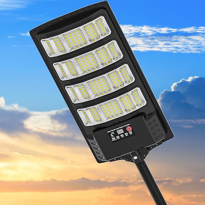Solar Street Lights Outdoor Waterproof400W 320°Wide Angle Flood Light LED Solar Parking Light with Motion Sensor and Remote Control for Outdoor Streets CourtyardsParking Garages-1Pack