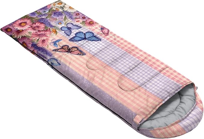 Kids Sleeping Bag for Boys GirlsCartoon Blue Unicorn Print-Lightweight Warm Portable Outdoor Indoor-Waterproof Cold Weather Resistant Sleeping Bag for Camping Hiking