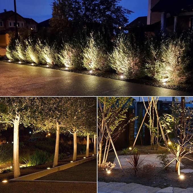 RNEHON 5W In-Ground Well LightVoltage 12-24V In-Ground Lighting Low Voltage Landscape Pathway Lights IP67 Waterproof Aluminum 3000K Outdoor Lighting for YardLawnGardenPatioBlack Pack of 6