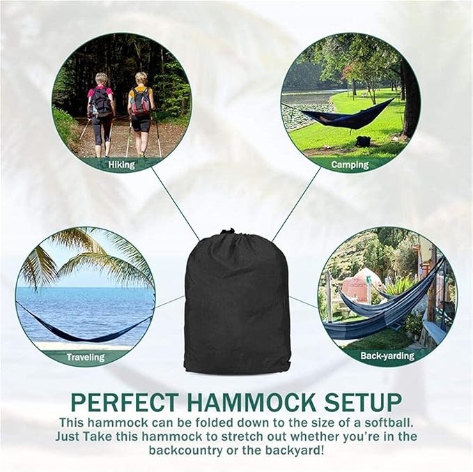 270x140cm Portable Hammocks Nylon Color Parachute Fabric Single and Double Size Outdoor Camping Hiking Garden Hammock(Blue)
