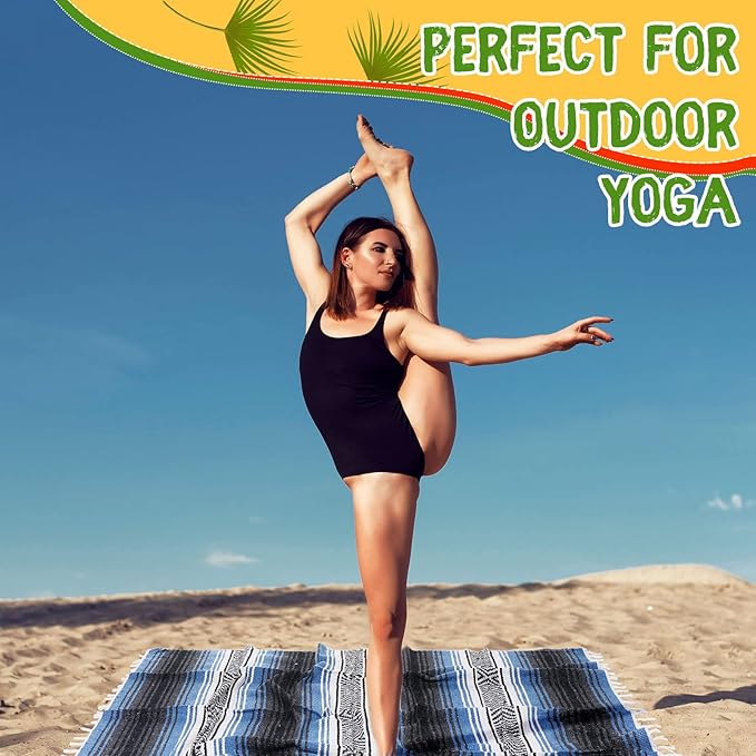 Macarrie 12 Pcs Mexican Beach Blankets Bulk Large Thick Serape Blanket Colorful Striped Yoga Throw for Outdoor Beach Park Picnic Car Couch Home