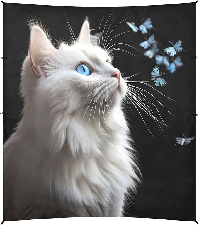 Camping Sun Shelters Beautiful Cat Staring at The Butterfly Beach Canopy 126 * 110.2in