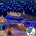 320LED Solar Christmas Lights Outdoor Waterproof Christmas Decorations Curtain Lights 29.5ft 60 Drops8 Modes Solar Powered Rechargeable Fairy Lights for Party HolidayWedding Decorations (Blue)
