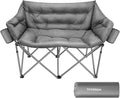 VIVOSUN Double Camping Chair Fully Padded Folding Loveseat Oversized Duo Chair with Cup &amp Wine Glass Holders Pocket Armrests &amp Carry Bag